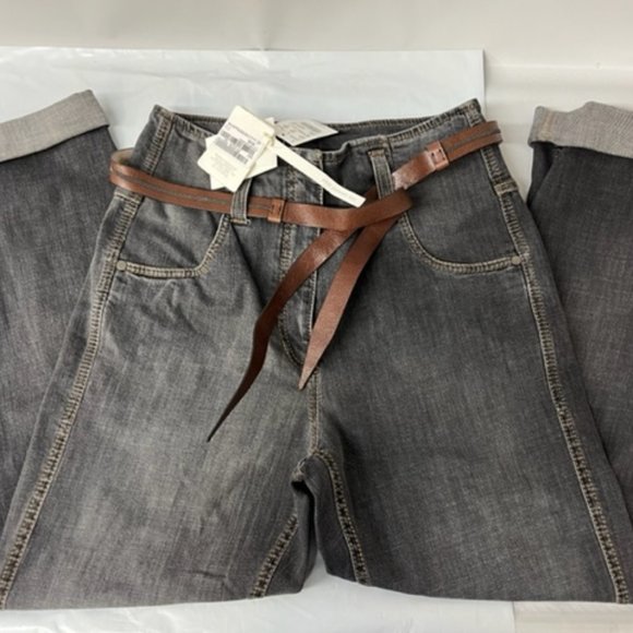 Brunello Cucinelli Women's The Offbeat Jean with Belt Size USA 2- NEW WITH TAGS